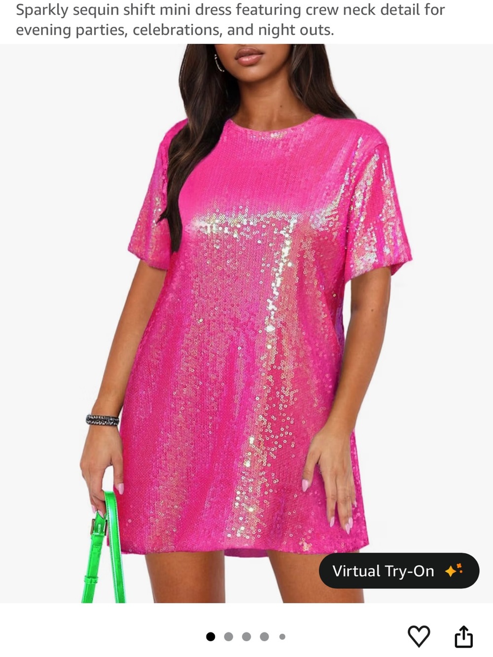 Sequin Shift Mini Dress in Hot Pink